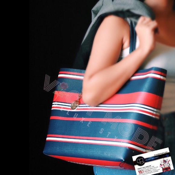 TOMMY HILFIGER TALIA TOTE RACING WITH POUCH, NWT - Picture 2 of 8